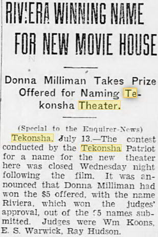 Riviera Theater - 14 JUL 1929 ARTICLE